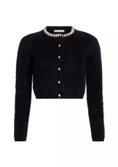 Alice + Olivia Greyson Embellished Cashmere Crop Cardigan