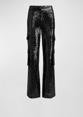 Alice + Olivia Hayes Sequined Wide-Leg Cargo Pants