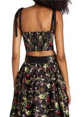 Alice + Olivia Helene Floral Sateen Bustier Top