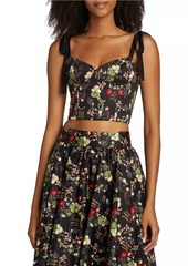 Alice + Olivia Helene Floral Sateen Bustier Top