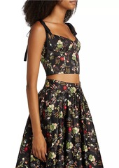 Alice + Olivia Helene Floral Sateen Bustier Top