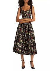 Alice + Olivia Helene Floral Sateen Bustier Top