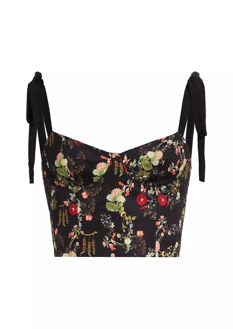 Alice + Olivia Helene Floral Sateen Bustier Top