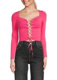 Alice + Olivia Hilaria Lace Up Top