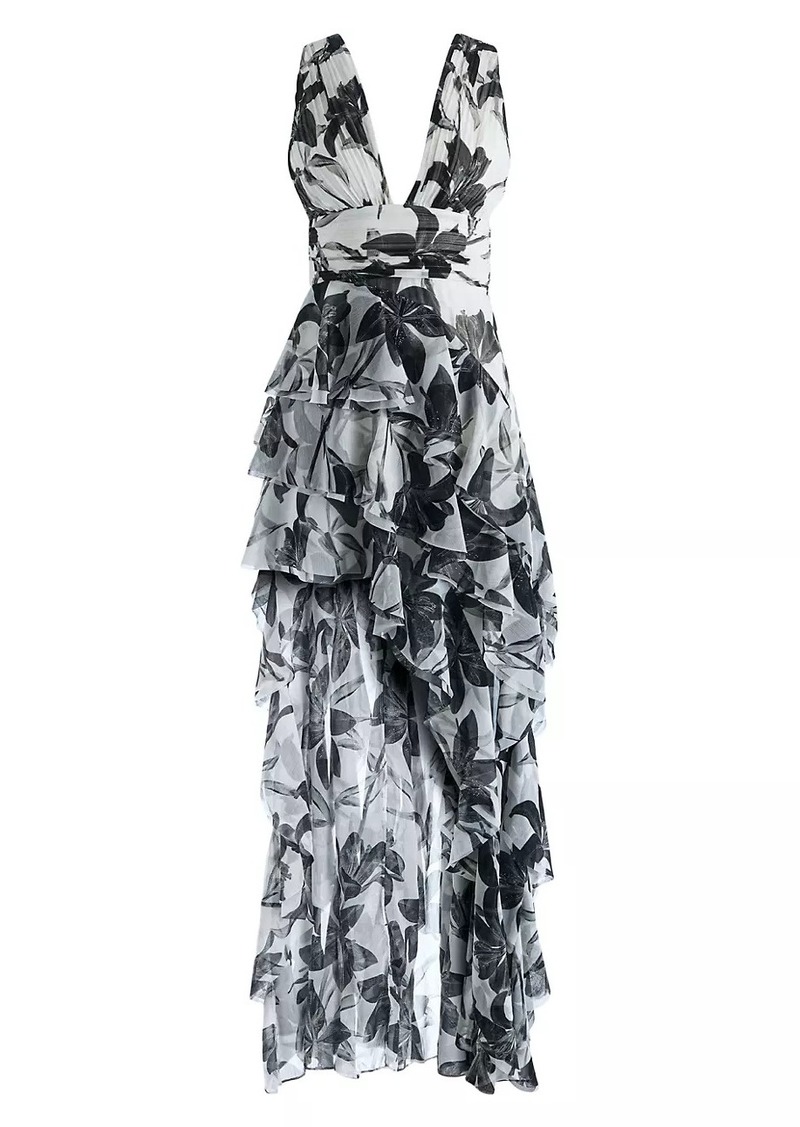 Alice + Olivia Holly Floral High-Low Maxi Dress