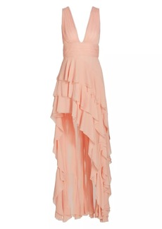 Alice + Olivia Holly Tiered High-Low Maxi Dress
