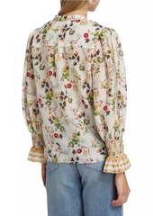 Alice + Olivia Ilan Cotton-Silk Voile Button-Front Blouse