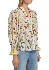 Alice + Olivia Ilan Cotton-Silk Voile Button-Front Blouse