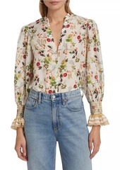 Alice + Olivia Ilan Cotton-Silk Voile Button-Front Blouse