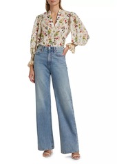 Alice + Olivia Ilan Cotton-Silk Voile Button-Front Blouse