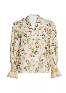 Alice + Olivia Ilan Cotton-Silk Voile Button-Front Blouse