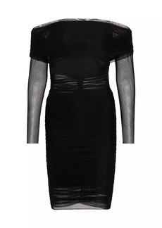 Alice + Olivia Isadola Mesh Off-The-Shoulder Minidress