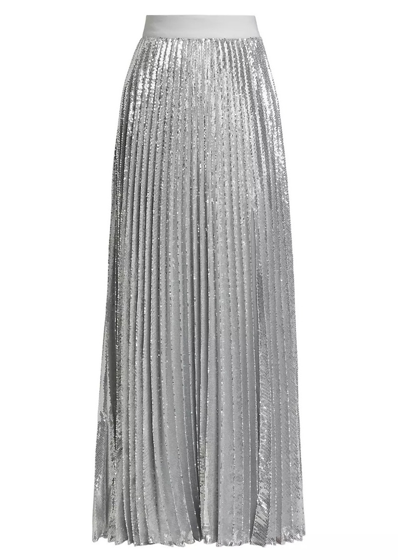 Alice + Olivia Ivey Sequined Pleated Maxi Skirt