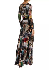 Alice + Olivia Ivey Sunburst Pleated Maxi Dress