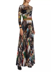 Alice + Olivia Ivey Sunburst Pleated Maxi Dress