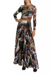 Alice + Olivia Ivey Sunburst Pleated Maxi Dress