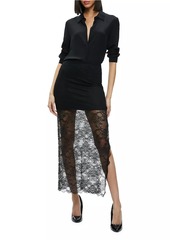 Alice + Olivia Iyanna Stretch-Lace Midi-Skirt