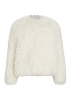Alice + Olivia Jerrie Collarless Faux Fur Coat