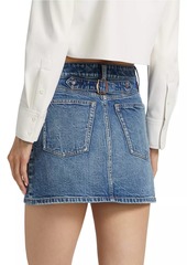 Alice + Olivia Joss Buckle-Back Denim Miniskirt