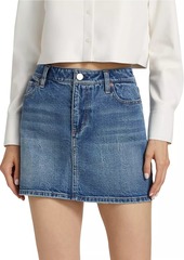 Alice + Olivia Joss Buckle-Back Denim Miniskirt