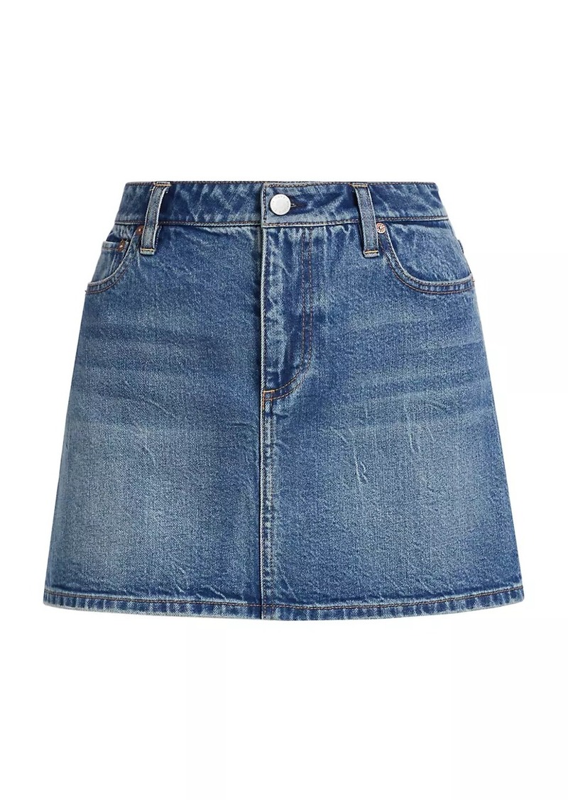 Alice + Olivia Joss Buckle-Back Denim Miniskirt