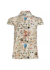 Alice + Olivia Joy Illustrated Silk Blouse