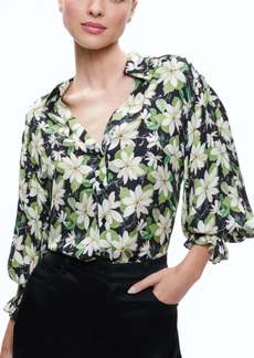 Alice + Olivia Julius Collared Blouse In Moonlight Floral Large