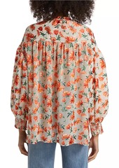 Alice + Olivia Julius Floral Silk-Blend Blouse