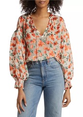 Alice + Olivia Julius Floral Silk-Blend Blouse