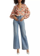 Alice + Olivia Julius Floral Silk-Blend Blouse