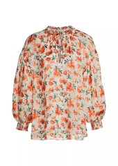 Alice + Olivia Julius Floral Silk-Blend Blouse