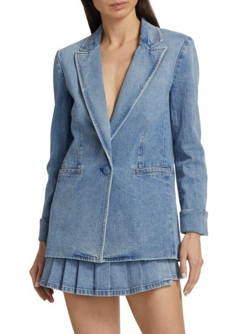 Alice + Olivia Justin Cotton Roll-Cuff Blazer