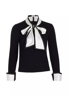 Alice + Olivia Justina Combination Wool Bow Sweater