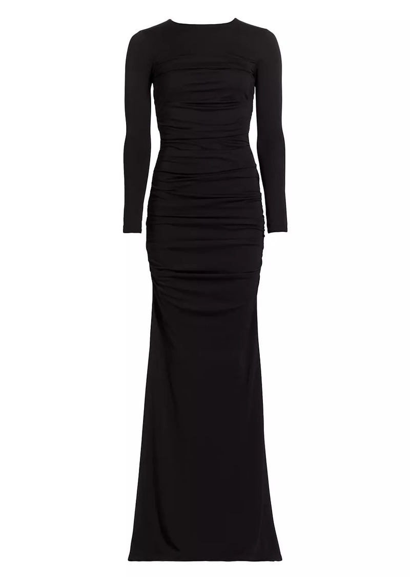 Alice + Olivia Katherina Crewneck Long-Sleeve Gown