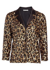 Alice + Olivia Keir Sequin Leopard Print Pajama Top