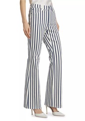 Alice + Olivia Keira Mid-Rise Striped Stretch Boot-Cut Jeans
