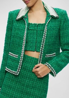 Alice + Olivia Kidman Embellished Metallic Tweed Jacket 