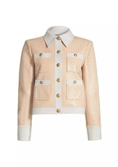 Alice + Olivia Kinley Faux-Leather Woven Jacket