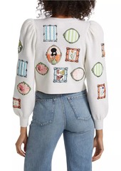 Alice + Olivia Kitty Frame Staceface Wool-Blend Cardigan