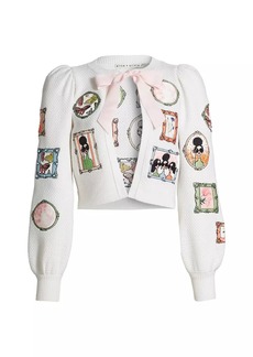 Alice + Olivia Kitty Frame Staceface Wool-Blend Cardigan