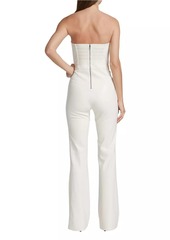 Alice + Olivia Lavera Faux Leather Strapless Flare Jumpsuit