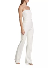 Alice + Olivia Lavera Faux Leather Strapless Flare Jumpsuit