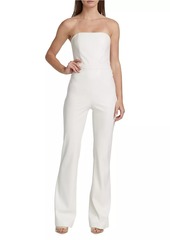 Alice + Olivia Lavera Faux Leather Strapless Flare Jumpsuit