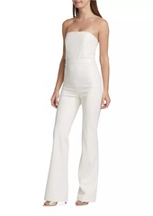 Alice + Olivia Lavera Faux Leather Strapless Flare Jumpsuit