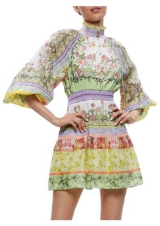 Alice + Olivia Lavinia Floral Blouson Sleeve Mini Dress
