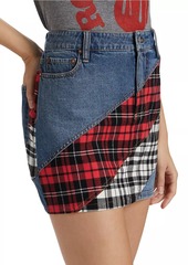 Alice + Olivia Lisanne Patchwork Denim Miniskirt