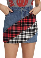 Alice + Olivia Lisanne Patchwork Denim Miniskirt