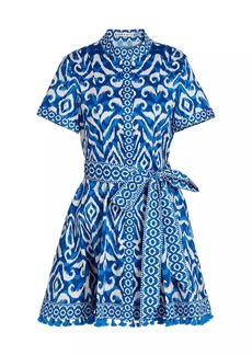 Alice + Olivia Lucy ikat-Inspired Cotton Shirtdress