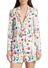 Alice + Olivia Macy Floral Crepe Fitted Blazer