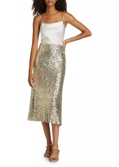 Alice + Olivia Maeve Sequin Slip Skirt